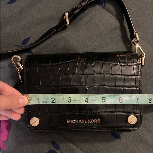 NWT Michael Kors Black Croc Print Crossbody - Picture 8 of 13
